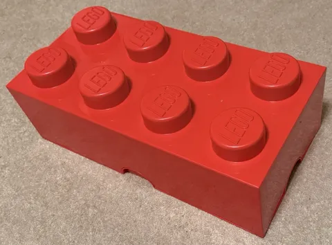 LEGO Large Stackable Storage Brick Block Box• 8 Knobs • Red • #4004 19-1/2"