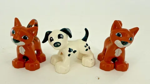Lego Duplo Dogs & Cat Lot of 3: Dalmatian Dog & 2 orange cats