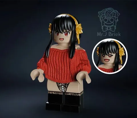 Mr J Brick Minifigure Custom Joel Forger Red Sweater Version