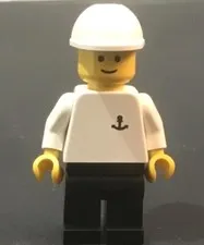 LEGO Ship Crew, Cargo Handler, Dock Worker, Longshoreman w/ Anchor Torso Minifig