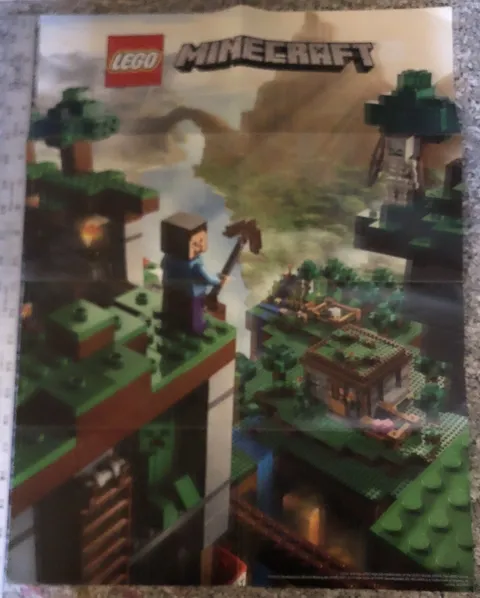 LEGO MINECRAFT 21116 Crafting Box 16x22" Dual Sided Poster Used