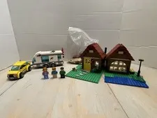 Lego Cabin & Camper RV 5766 & 4435 Creator City Minifigures Car Lot
