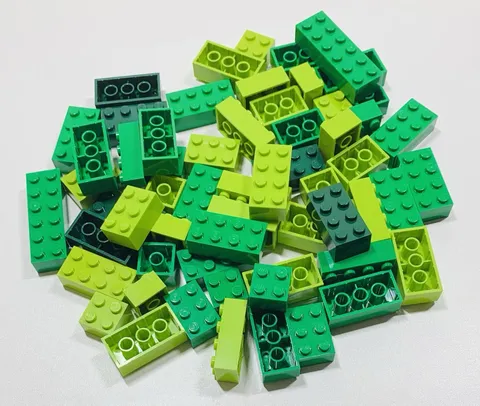 Lego Green BRICKS BLOCKS ONLY 60pc Bulk Lot 2x6 2x4 2x3 2x2 Jungle Grass