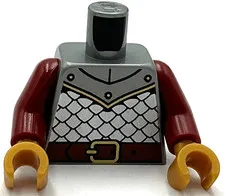 Lego New Flat Silver Minifigure Torso Silver Armor Reddish Castle Knight Piece