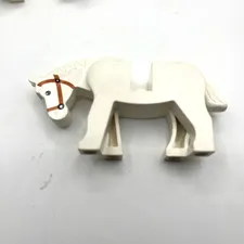 Lego Horse with Black Eyes, White Pupils and Dark Orange Bridle Minifigure