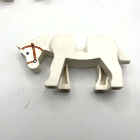 Lego Horse with Black Eyes, White Pupils and Dark Orange Bridle Minifigure