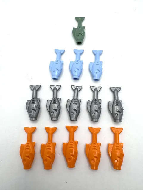 (14) LEGO Fish Lot-Orange Sliver Blue Sand Green-Minifigure accessory- animal