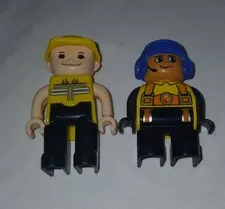 Vintage Lego Duplo Figures Construction Worker & Firefighter Set of 2