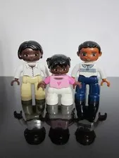 Lego Duplo Figure African American Woman Man Daughter Black Hair Family Lot