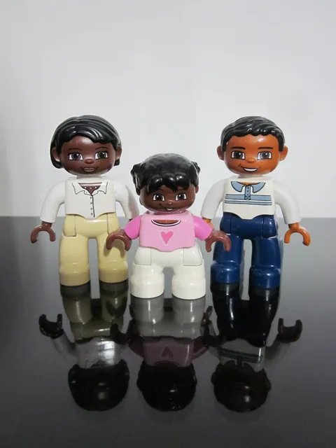 Lego Duplo Figure African American Woman Man Daughter Black Hair Family Lot