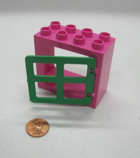 Lego DUPLO HOT PINK & GREEN WINDOW PANE DOOR UNIT Building Block 2x4