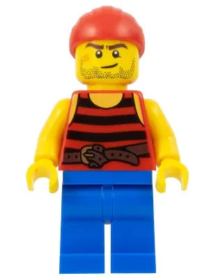 LEGO® Minifigure Pirates pi161 Pirate 3 Black and Red Stripes Blue Legs Scar