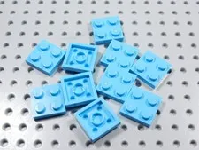 LEGO Lot of 10 Medium Azure 2x2 Plates BE