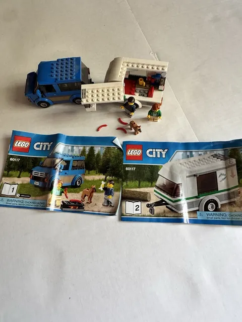 Lego City set 60117 Van & Caravan Set Complete w/ Instr Minifigures & Dog NO BOX