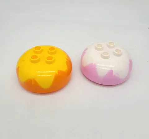 LEGO DUPLO Brick Round 4 x 4 Marbled Part 98220 Dome Top 2x2 Studs Lot Of 2