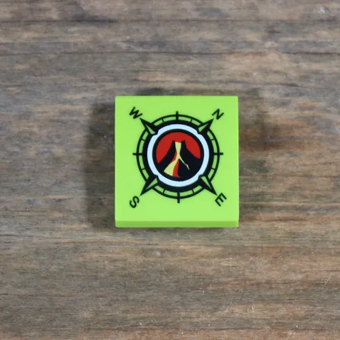 LEGO City Slope Curved 2x2x2/3 Volcano Explorers Logo Compass Pattern 15068pb084