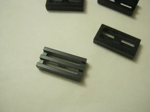 Lego x6 Black 1x2 Grill Tiles, Bottom Groove, 2412b (028-280)