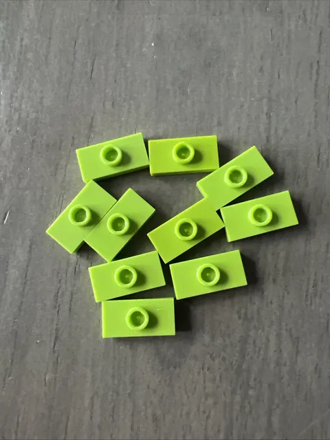 LEGO 15573 Lime Plate Modified 1x2 Stud Groove Bottom Stud Holder Jumper 10pc