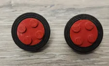 Lego 7039c01 Wheel 4 Studs and Metal Axle Cam with Black Tire Smooth Lot Of 2