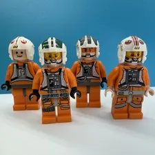 LEGO Star Wars Minifigure Lot Minfigs 4x Rebel Pilots Zev Senesca Luke Orange