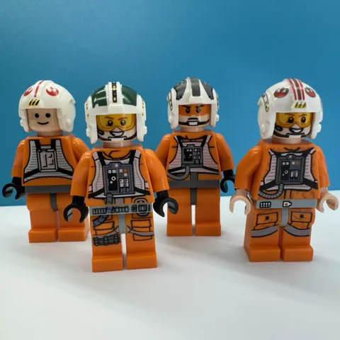 LEGO Star Wars Minifigure Lot Minfigs 4x Rebel Pilots Zev Senesca Luke Orange