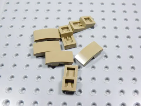 LEGO Lot of 7 Dark Tan 2x1 Curved Slopes No Stud BN