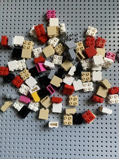 Lego Mixed Colors Brick , Modified 1 x 2 x 1 2/3 w Studs on Side 22885 95 pieces