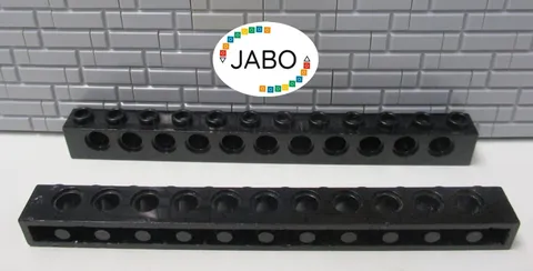 (J15/2/8) LEGO Technic 2 x 3895 Perforated Beam 1x12 Black
