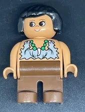LEGO DUPLO Cavewoman Figure Prehistoric Jungle Woman Brown Hair Toy