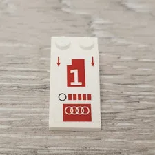 Lego 30363pb050 White Slope 18 4 x 2 with White Number 1 Red Arrows Audi Logo
