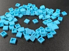 Lego x100 New Medium Azure  Tile 1 x 1 # 3070 Parts Bulk MOC Lot