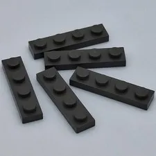 Lego - 5 Basic Dark Gray (vintage) Plates 1 x 4 Stud Pieces 3710