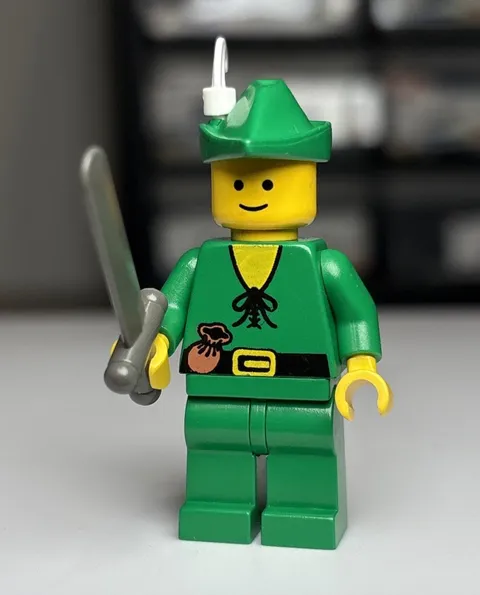 Lego Minifigure Forestman cas124 Pouch Green Hat White Feather Castle ForestMen