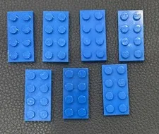 LEGO Parts Blue Flat Plate 2 x 4 #3020 Lot 7 Pieces 2x4