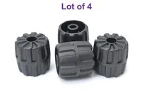 Lego 22mm D. x 24mm Small Hard Plastic Wheel Pearl Dark Gray Lot of 4