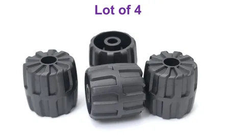 Lego 22mm D. x 24mm Small Hard Plastic Wheel Pearl Dark Gray Lot of 4