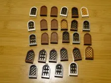 Lego Window Frame Rounded Top Gold Pane Lattice Castle  Panel