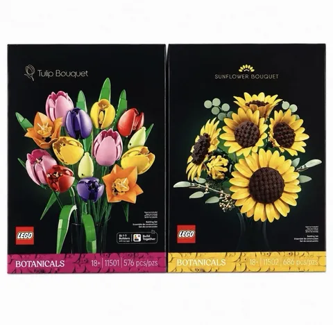 LEGO Botanicals Tulip 11501 & Sunflower 11502 Bouquet Set Bundle 1262pcs