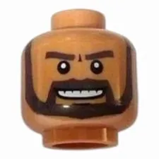 LEGO Minifigure, Head Beard Dark Brown, White Pupils and Grin