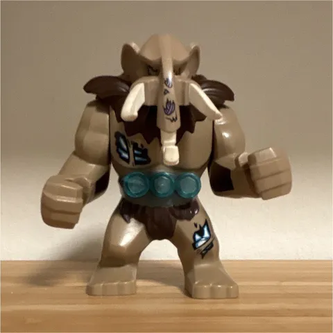LEGO Tan Bigfig Minifigure Caveman w/ White Horned Mask, Club & Blue Belt