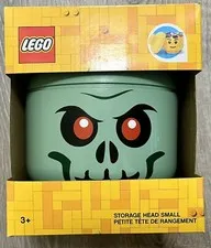 Lego Green Skeleton Zombie Storage Head Container NEW Halloween Decor Small