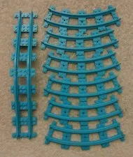 LEGO Azure Train Track  6 Curve 85976 and  2 Ramp 25086  Lot Of 8