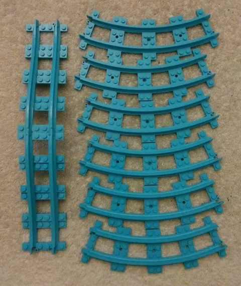 LEGO Azure Train Track  6 Curve 85976 and  2 Ramp 25086  Lot Of 8
