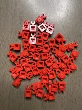 LEGO 4085d Red Plate Modified 1x1 Open O Clip Thick Vertical Grip 47 Pieces