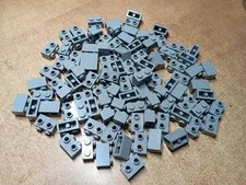 LEGO LOT OF 100 LIGHT BLUISH GRAY 1X2 MODIFIED BRICKS 2 STUDS ON 1 SIDE #11211
