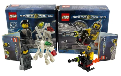 2 Pack Lego Space Police 8399 K9-Bot & 8400 Space Speedster Complete Sets