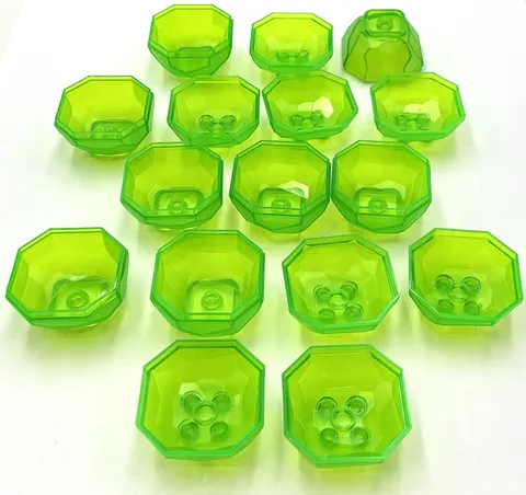Lego 16 New Trans- Bright Green Rocks 4 x 4 Octagonal Boulders Tops and Bottoms