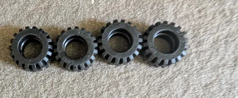 4x Lego Black Tires offset tread 6015 ***retired***