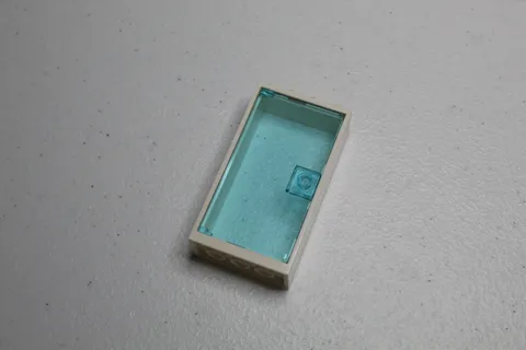 Lego Door Frame White 60599 + Trans Blue Glass Door