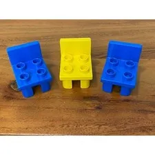 LEGO Duplo Replacement Chair Pieces 2x2 Seat Lot of 3 Blue and Yellow 6478 4524